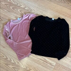 Old Navy Pink and Black Long Sleeve Tees velvet Size 10/12